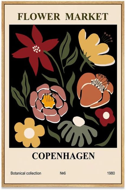 Zzuyi Framed Flower Market Wall Art,Vintage Flower Pictures,Minimalist Colorful Botanica Artwork Prints for For Living Room Bedroom Office 16x24 Inch