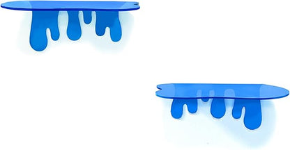 SetGame 2-Pack Acrylic Small Wall Shelves - 7 Inch Floating Shelf for Walls, Home Wall Display Ledges for Storage, Room Décor, Small Album & Items Organizer Display