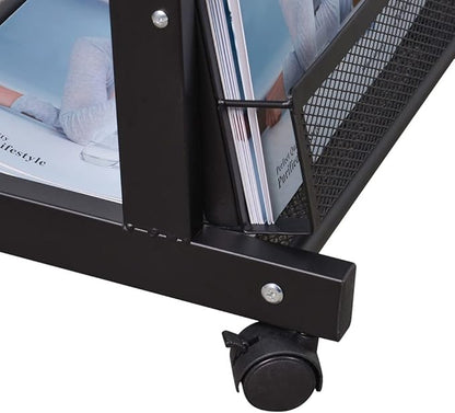 floor magazine rack brochure display stand for offices and public reception area，literature rack with 4 Universal wheels (70"×27×13.8")