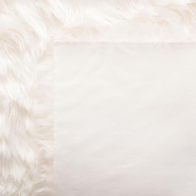 SAFAVIEH Faux Sheep Skin Collection 8' x 10' Ivory FSS235A Silken Glam 2.35-inch Thick Area Rug