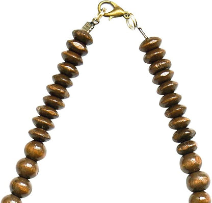Xianli Wang Natural Wood Beads Necklace for Men Women Wooden Chain Unisex Chunky Bead Necklaces