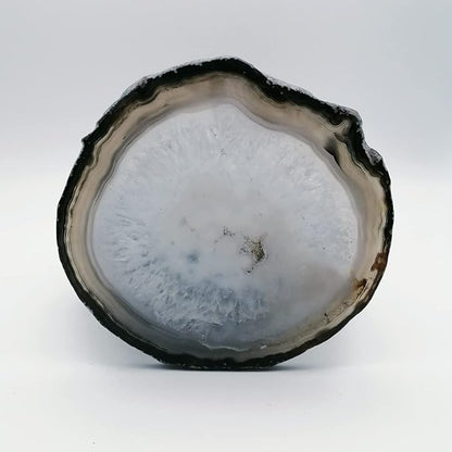 Agate Coaster for Drinks Polished Agate Slices Crystal Coasters with Rubber Gray 3-4" Coffee Table Decor Bar Sets for The Home