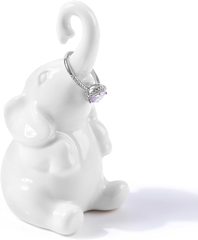 Elephant Gifts: Ring Holder with Good Luck Trunk & Cute Elephant Decor - Perfect for Wedding, Bridal Shower, Birthday & Christmas Gifts