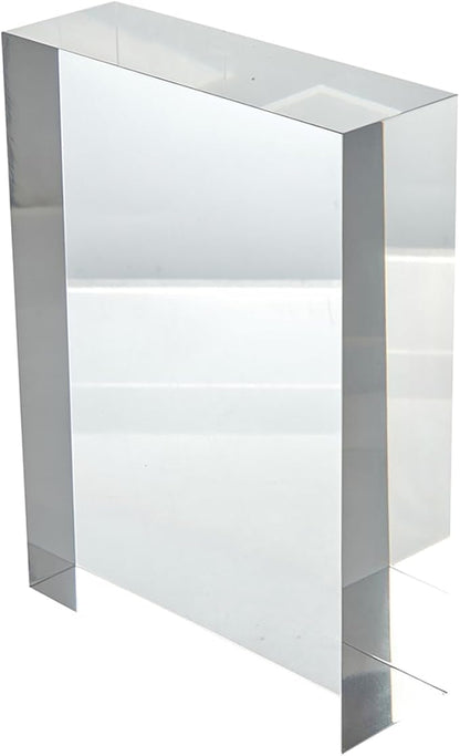 CiaoHER 2in Thickness Solid Acrylic Cube Display Block Clear Polished Pedestal Stand Riser Solid Base 2" x 6" x 8", 1 Pack