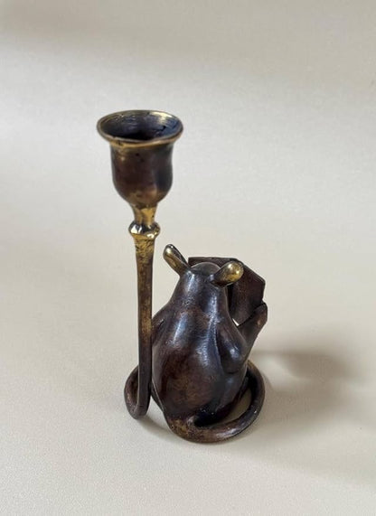 Vintage Brass Mouse Candleholder Antique Patina Taper Candle Holder mice Antique Home Decor Gift for Friend