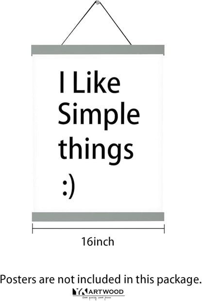 3 Pack Magnetic Poster Hanger Frame, 16x20 16x24 Poster Frames Wood Wooden Magnet Hanging Kit for Walls Print Poster Canvas Artwork Diamond Painting(16 Inch ，Gray)