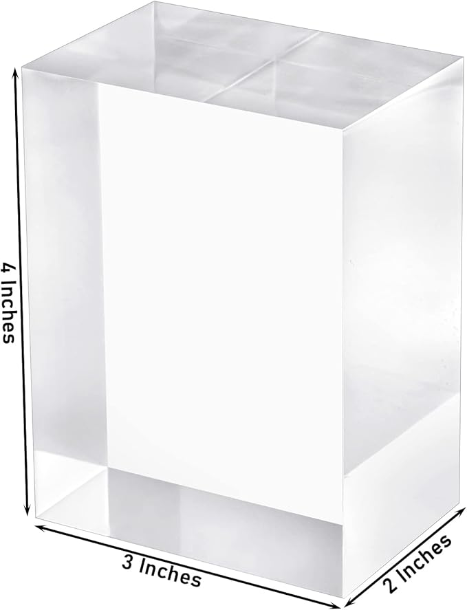 CiaoHER 2in Thickness Solid Acrylic Cube Display Block Clear Polished Pedestal Stand Riser Solid Base 2" x 3" x 4", 1 Pack