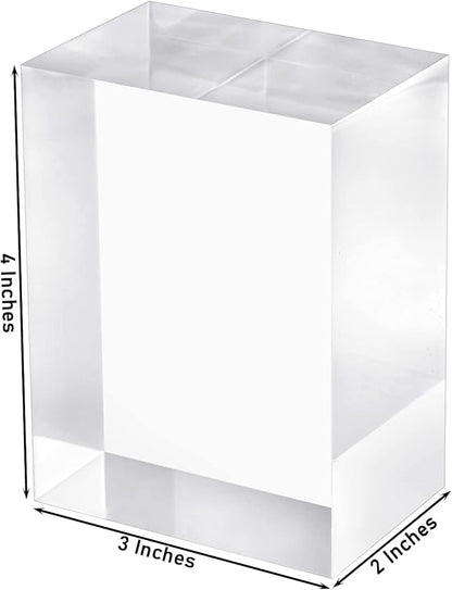 CiaoHER 2in Thickness Solid Acrylic Cube Display Block Clear Polished Pedestal Stand Riser Solid Base 2" x 3" x 4", 1 Pack