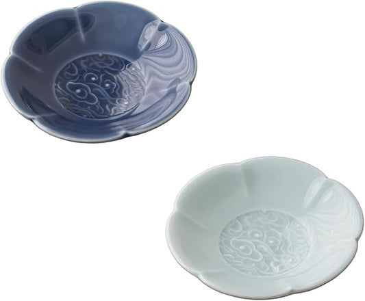 Cloud Ceramic Trinket Dish, 4.1 Inch Small Jewelry Tray with Auspicious Cloud Motifs (Symbolizing Good Fortune), Decorative Jewelry Holder for Vanity & Nightstand, Gift Packaging for Culture Lovers
