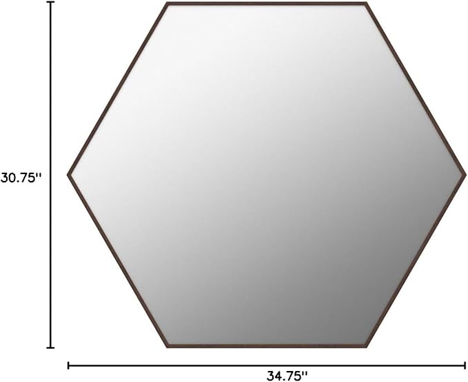 Kate and Laurel Rhodes 6-Sided Hexagon Wall Mirror, 30.75x34.75 Walnut Brown