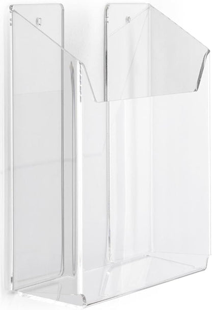 Displays2go Case of 2, Clear Acrylic Literature Holders for Wall Mount, Single Pocket, 9.25" w x 8" h x 2" d