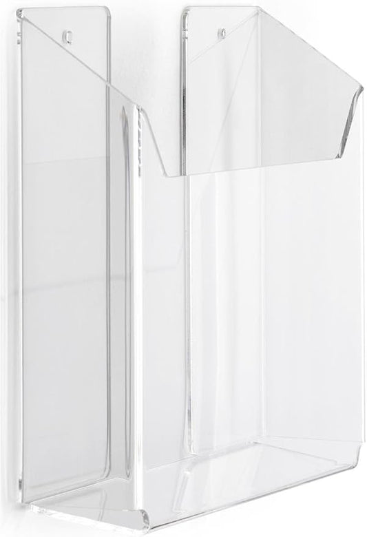 Displays2go Case of 2, Clear Acrylic Literature Holders for Wall Mount, Single Pocket, 9.25" w x 8" h x 2" d