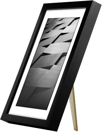 Americanflat 5x7 Picture Frame with Shatter-Resistant Glass - Use as 4x6 Frame with Mat or Display 5x7 Photo Without Mat - Streamline Collection - Picture Frames for Tabletop and Wall - Black