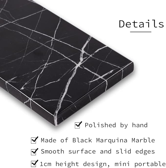 Real Luxurious Natural Marble Candle Plate, Pillar Candle Holder Stand, Decorative Small Candle Tray, Black Coasters, Candle dish for Coffee Table Decor, Wedding, Party, Home Decor(5.9*3.15*0.39in)