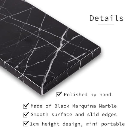 Real Luxurious Natural Marble Candle Plate, Pillar Candle Holder Stand, Decorative Small Candle Tray, Black Coasters, Candle dish for Coffee Table Decor, Wedding, Party, Home Decor(5.9*3.15*0.39in)