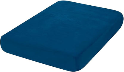 hyha Velvet Couch Cushion Covers, Soft Sofa Seat Covers for sectional 2 Cushion Couch Washable, Magic Sofa Slipcover with Elastic Bottom, Non-Slip Furniture Protector for Pets, Kid(Medium, Royal Blue)