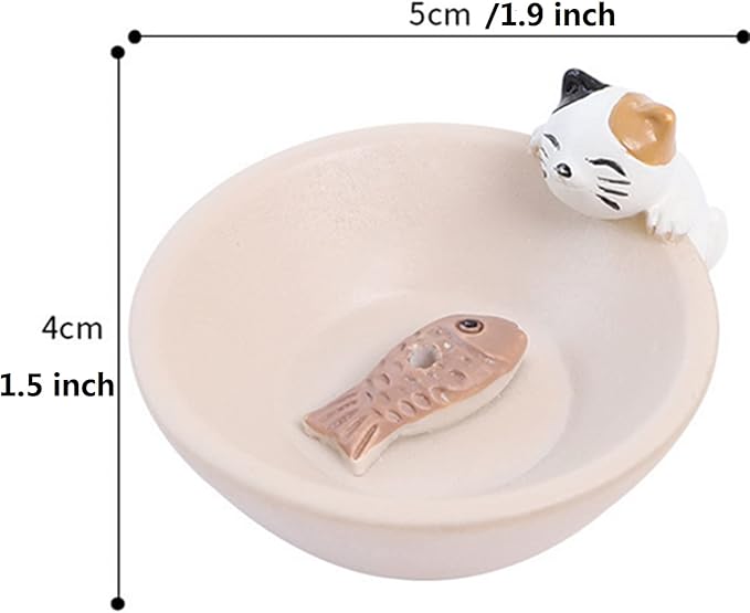 Newwe Incense Holder Resin Incense Stick Burner Small Cat Incense Sticks Holder ,Mini Cute Animal Statue Home Insencents Burner