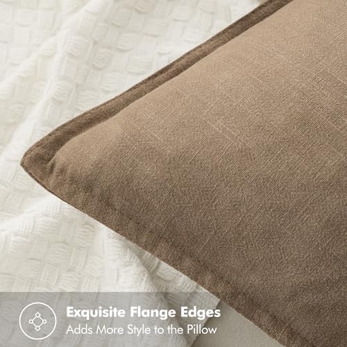 MIULEE Neutral Navy Linen Pillow Covers Pack of 4 Christmas Decorative Natural Throw Pillow Covers Soft Accent Boho Farmhouse Couch Pillowcases Coastal Home Decor for Living Room Bed Sofa 18x18 Inch