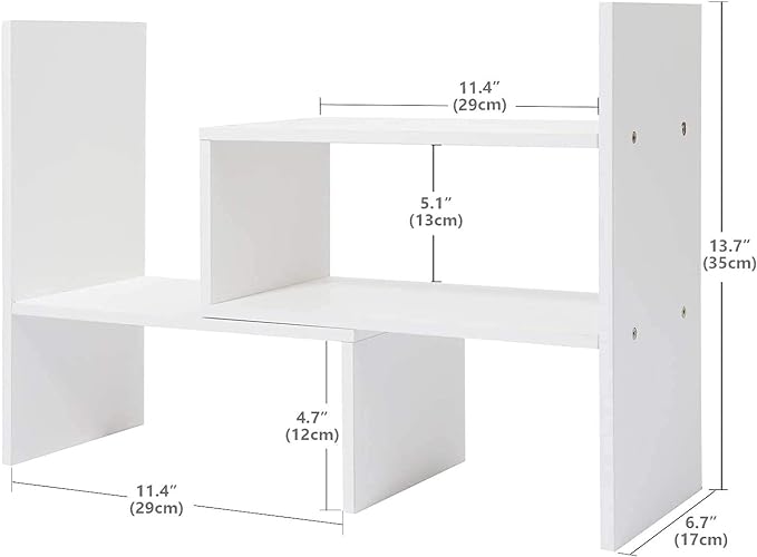 Sorfity Expandable Wood Desktop Bookshelf Desktop Organizer Office Storage Rack Wood Display Shelf - Free Style Display True Natural Stand Shelf Rack Assemble