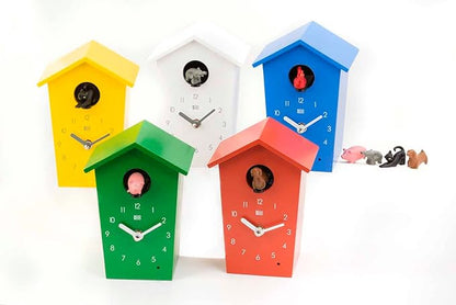 KOOKOO AnimalHouse Green, Small Cuckoo Clock with 5 Farm Animals Sounds (Natural Field Recordings)