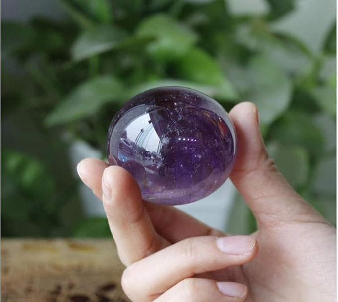 Natural Amethyst Healing Crystal Gemstone Sphere Ball for Reiki Balancing Meditation Energy Home and Office Decoration 50mm 200grams (5cm, Amethyst)