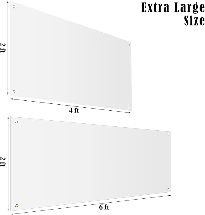 2 Pieces Large Banners Signs Polyester Oxford Cloth Sublimation Banner with Rope for Indoor Wall Outdoor Easy Hang Sign DIY Banner Sign for Business Office Supply (White,2 x 4 Feet, 2 x 6 Feet)
