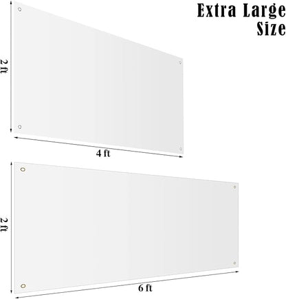 2 Pieces Large Banners Signs Polyester Oxford Cloth Sublimation Banner with Rope for Indoor Wall Outdoor Easy Hang Sign DIY Banner Sign for Business Office Supply (White,2 x 4 Feet, 2 x 6 Feet)