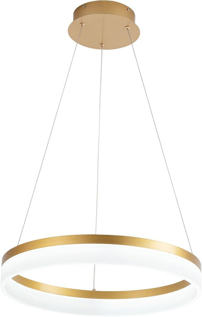 Buccleuch Modern LED Chandelier - Dimmable 19.7" Gold Round Pendant Light, Height Adjustable UL-Certified Ceiling Light for Dining Room, Kitchen Island, Living Room, Bedroom, Foyer