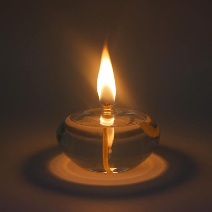 Refillable Liquid Petite Oil lamp - Sturdy Borosillicate Glass Oil Candle (Oval)