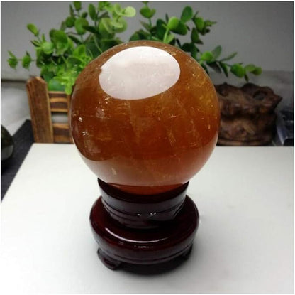Natural Yellow Healing Crystal Gemstone Sphere Ball for Reiki Balancing Meditation Energy Home and Office Decoration (8cm, Yellow Crystal)