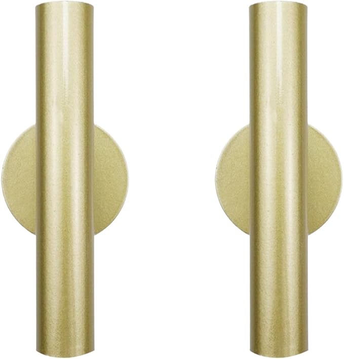 2 Pack Wall Mounted Flower Tube Metal Flower Vase with Sticker for Flower Display Decoration(Gold)