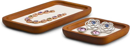 Solid Wood Jewelry Display Flat Tray for Rings Earrings Necklace Bracelet, Jewelry Photograph Display(Beige,M)
