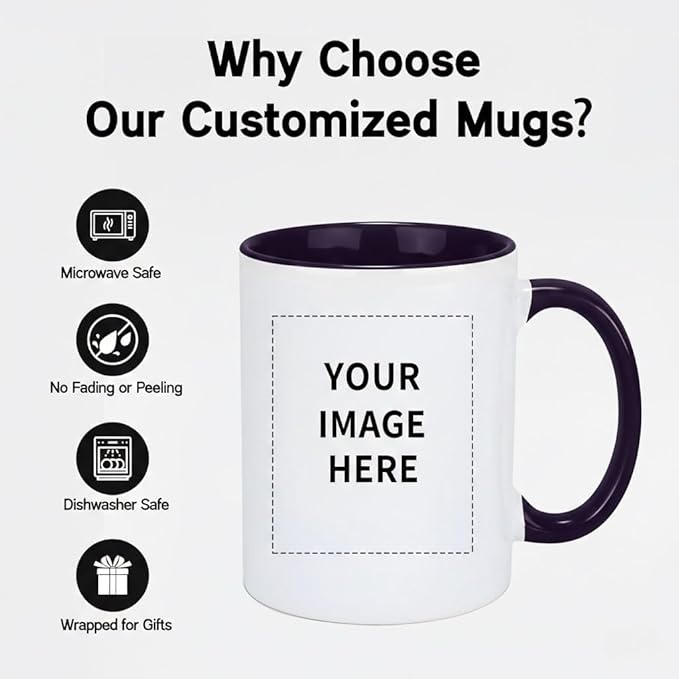 G9W168 Custom Coffee Mug, Customizable Coffee Cups with Pictures Personalized Ceramic Mug for Gifts Novelty Personalized Mugs for Friends (Royal Purple)