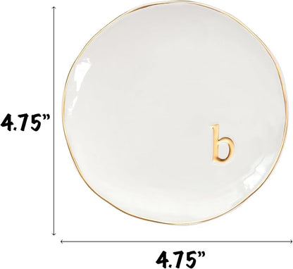 COLLECTIVE HOME - Ceramic Jewelry Tray, Decorative Trinket Dish for Rings Earrings Necklaces Bracelet Watch Keys, Birthday Mother's Day Christmas Gift for Women, 4.75", Glossy (b)