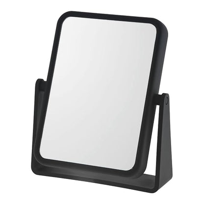 Danielle Creations Rectangle Soft Touch Vanity Mirror, Black, 1x/7x Magnifying Makeup Mirror with Stand, Portable Tabletop Bathroom or Desk Mirror