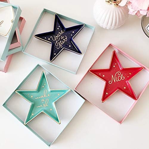Stephanie Imports Star-Shaped Nice Ceramic Trinket Plate and Decorative Jewelry Dish