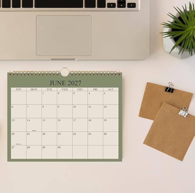 Small Wall Calendar 2026 - Mini Calendar 2026-2027 from January 2026 - June 2027, 18 Months Little Calendar with Premium Paper, 6" x 8", Green