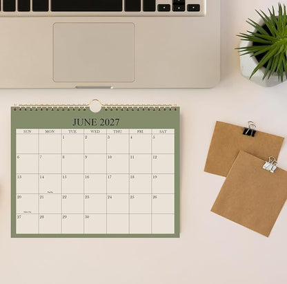 Small Wall Calendar 2026 - Mini Calendar 2026-2027 from January 2026 - June 2027, 18 Months Little Calendar with Premium Paper, 6" x 8", Green