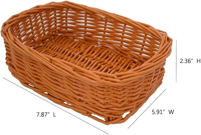Rectangle Small Wicker Baskets for Sundries 3pcs Storage Bins (Colorful)