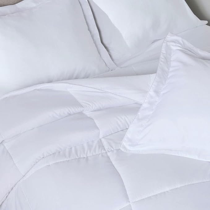 PeachSkinSheets Night Sweats: The Original 1500TC Soft Super Queen Oversized Comforter Set Classic White