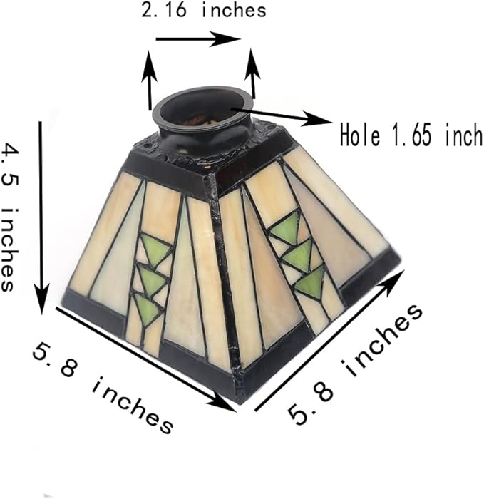 HUIMEIJU Tiffany Square Wall or Pendant Lamp - Geometric Stained Glass Replacement Lampshade