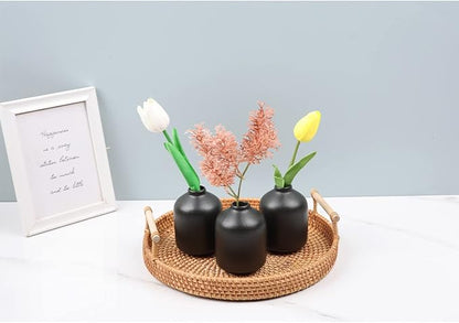 Ceramic Bud Vases Set of 6, Black Bud Vase Set for Flowers Pampas Grass, Mini Pottery Vase with Minimalist Modern Rustic Style for Table Centerpieces of Home, Office, Wedding