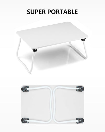 Portable Lap Desk Bed Desk Lap Table Bed Table, Laptop Stand Breakfast Serving Tray, Foldable & Lightweight Mini Table, Lap Tablet Desk for Sofa Couch Floor - White