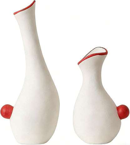 Ceramic Duck Flower Vases Set of 2 - Modern Minimalist Abstract Goose Statues for Home Decor - Cute Small Bud Vase for Centerpieces, Bookshelf, Mantle, Entryway Table(Black)