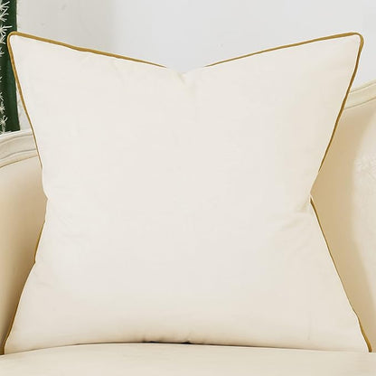 Avigers 20 x 20 Inch White Gold Striped Geometric Lines Embroidery Velvet Cushion Case Luxury Modern Throw Pillow Cover Decorative Pillow for Couch Living Room Bedroom Car 50 x 50cm