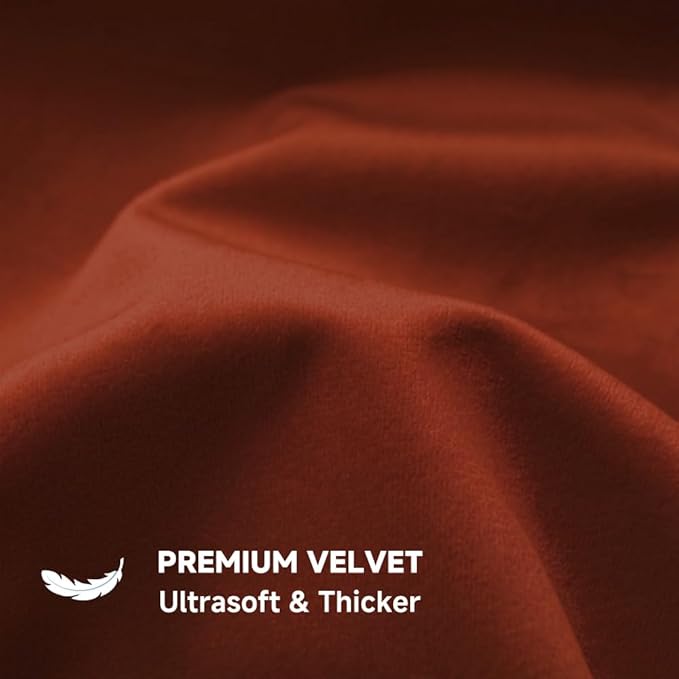 QUORGVES Rust Velvet Pillow Covers 24x24 Inch Set of 2, Soft Solid Decorative Square Throw Pillow Covers, Decor Cushion Covers for Bed Sofa Couch Bedroom Living Room