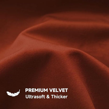 QUORGVES Rust Velvet Pillow Covers 24x24 Inch Set of 2, Soft Solid Decorative Square Throw Pillow Covers, Decor Cushion Covers for Bed Sofa Couch Bedroom Living Room