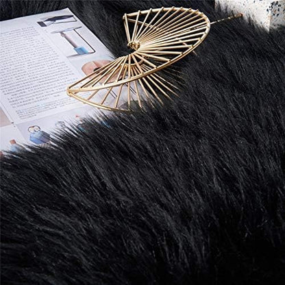 EasyJoy Ultra Soft Fluffy Rugs Faux Fur Rug Chair Cover Seat Pad Fuzzy Area Rug (Black, 2x6 ft Rectangle)
