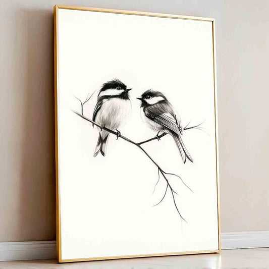 Bird Sketch Wall Art Minimalist Animal Print Vintage Bird Prints Pencil Drawing Wall Art Minimalist Birds Canvas Animal Sketch Prints Black And White Birds Picture Neutral Room Decor 16x24inch No Frame