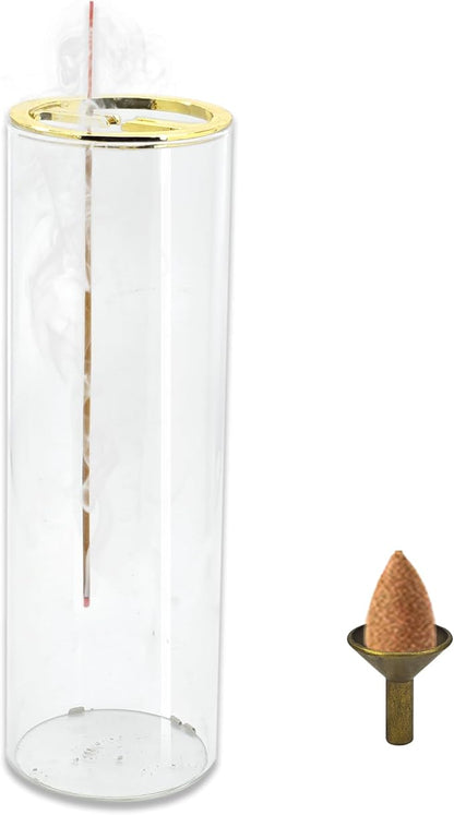 1 Pack HZCPENG Incense Holder, 2 in 1 Incense Burner for Sticks or Backflow Incense, Anti-ash Round Incence-Stick Holder for Meditation, Yoga, Relaxation, and Home Décor